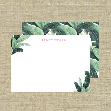 Palm Beach Chic Banana Leaves Deluxe Triple Thick Note Cards