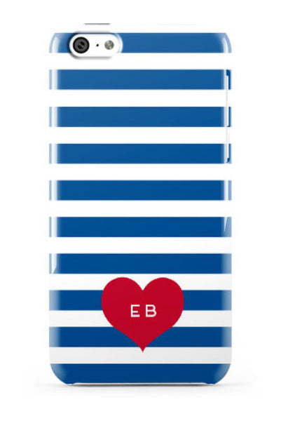 Red & Blue Stripes with Heart Phone Case