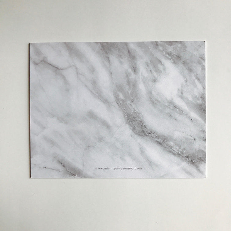 Hand Foiled Marble Grey Marble Deluxe Triple Thick Stationery